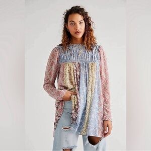 Free People Merrie Mixed Print Tunic